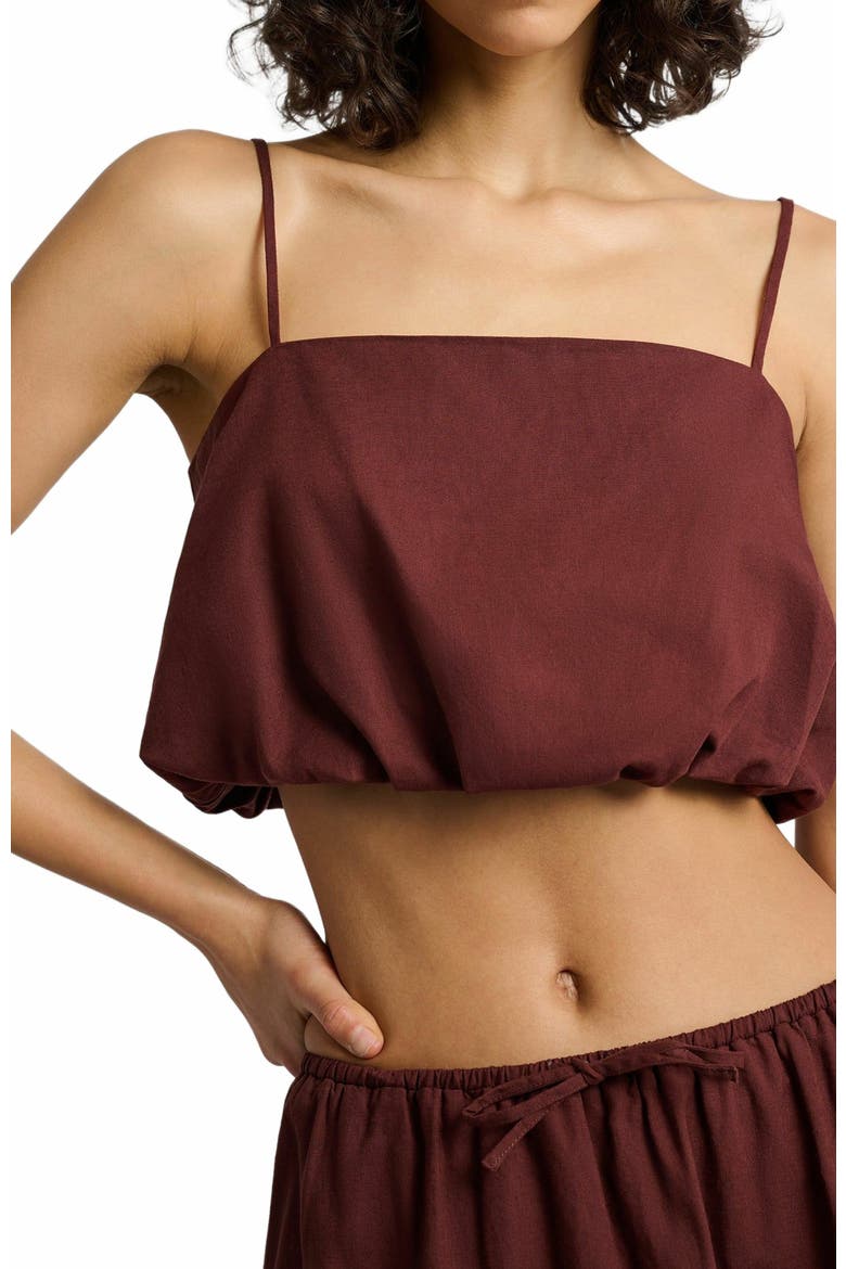 Air Linen Bubble Crop Top, Alternate, color, RUM