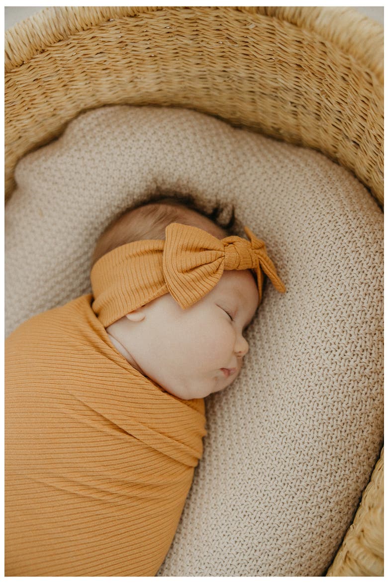 Dolce Rib Swaddle Blanket, Alternate, color, ORANGE