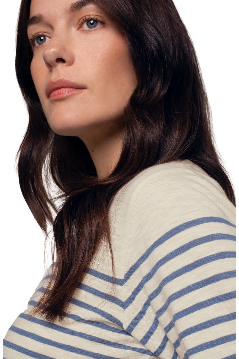 Stripe 1/2 Sleeve T-shirt, Alternate, color, Blue Ecru Stripe
