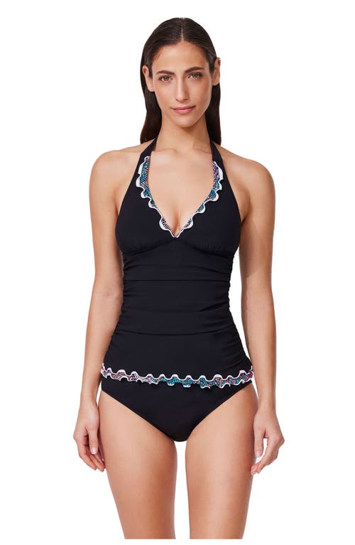 Profile By Gottex Layla Tricolore Solid Halter Tankini Top In Black