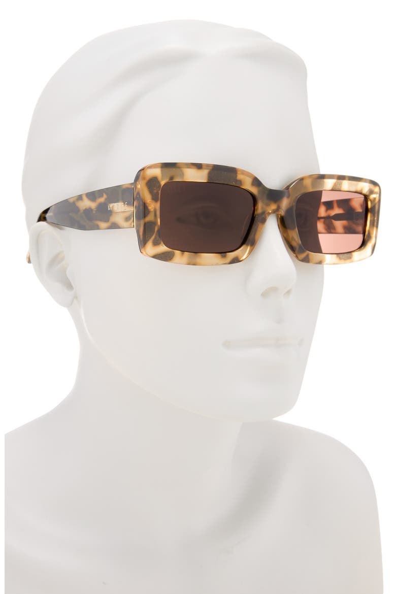 Katie 52mm Gradient Rectangle Sunglasses, Alternate, color, BROWN