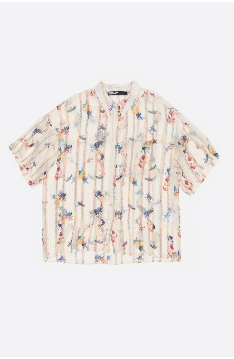 Bimba y Lola Oversize Flowers Scan Shirt, Alternate, color, Flowers Scan Ivory