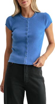 All in Favor Cap Sleeve Rib Knit Cardigan Top
