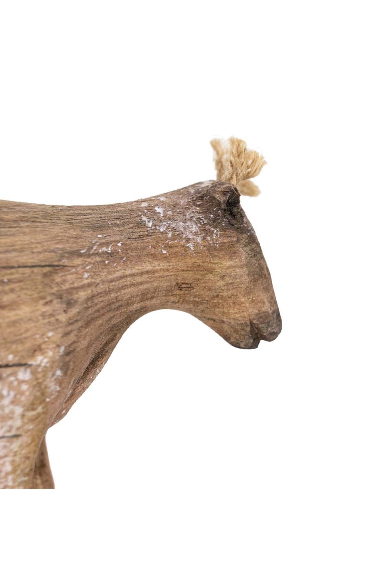 Carved Cow Decorative Accent Natural Wood & Jute, Alternate, color, Brown