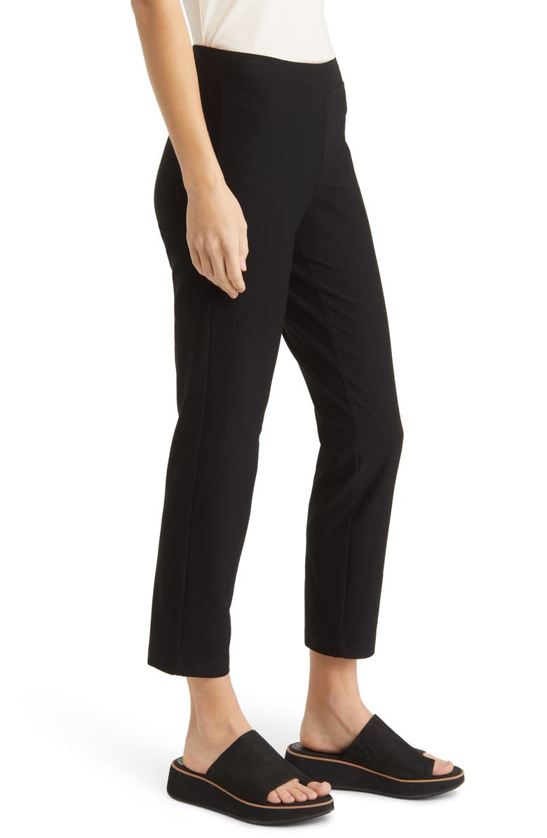 Eileen Fisher Stretch Crepe Slim Ankle Pants, Alternate, color, Black