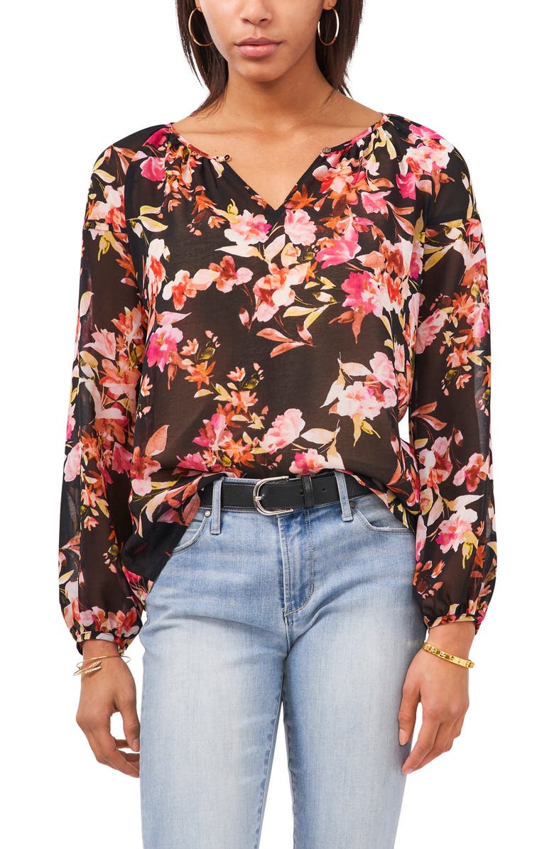 Vince Camuto Floral Peasant Blouse, Main, color,