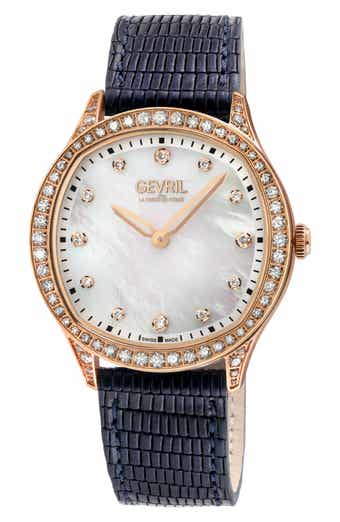 GEVRIL Morcote Swiss Diamond Leather Strap Watch, 36mm - 1.3ct.