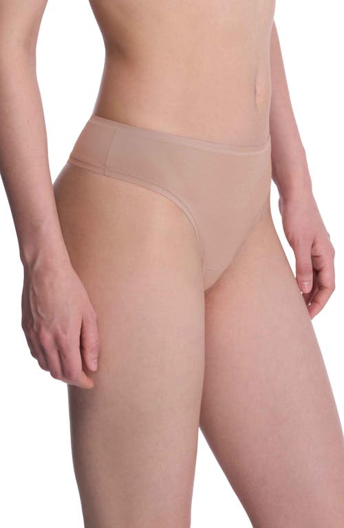 Natori Bliss Bare Stretch Cotton Thong In Nude