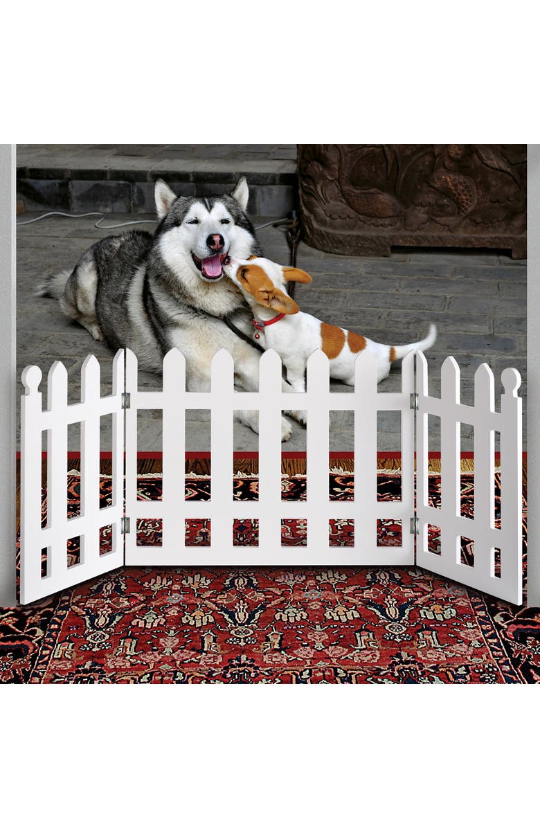 Etna Products Wooden Pet Gate White Picket Fence, Alternate, color, 