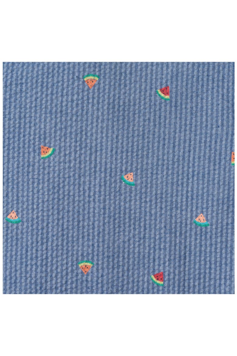 Kids' Watermelon Print Short Sleeve Seersucker Button-Up Shirt, Alternate, color, NAVY WATERMELON