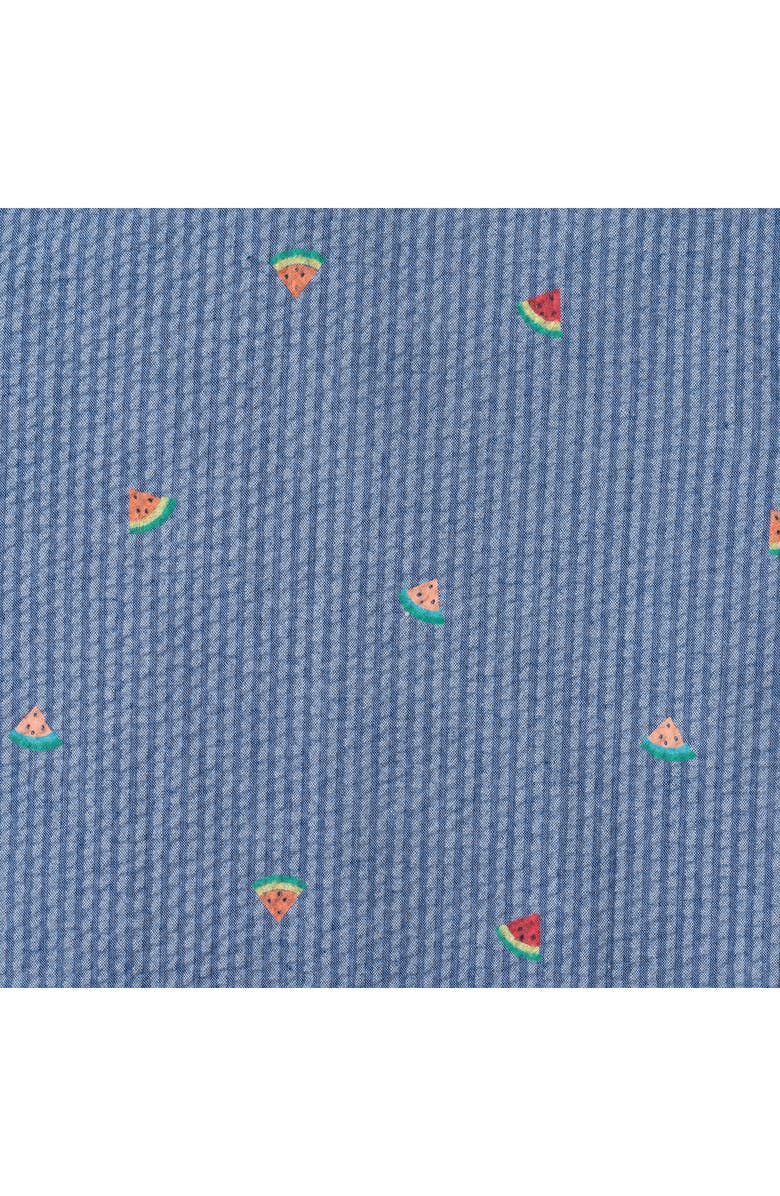 Andy & Evan Kids' Watermelon Print Short Sleeve Seersucker Button-Up Shirt, Alternate, color, Navy Watermelon