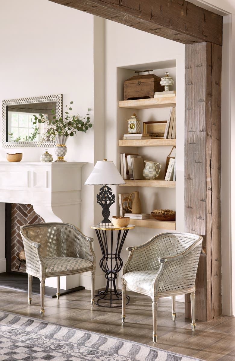 MACKENZIE CHILDS Sterling Check Great Ceramic Vase, Alternate, color, Grey/ White