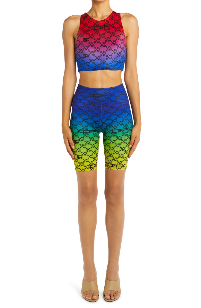 Off-White Logo Ombré Bike Shorts, Alternate, color, 