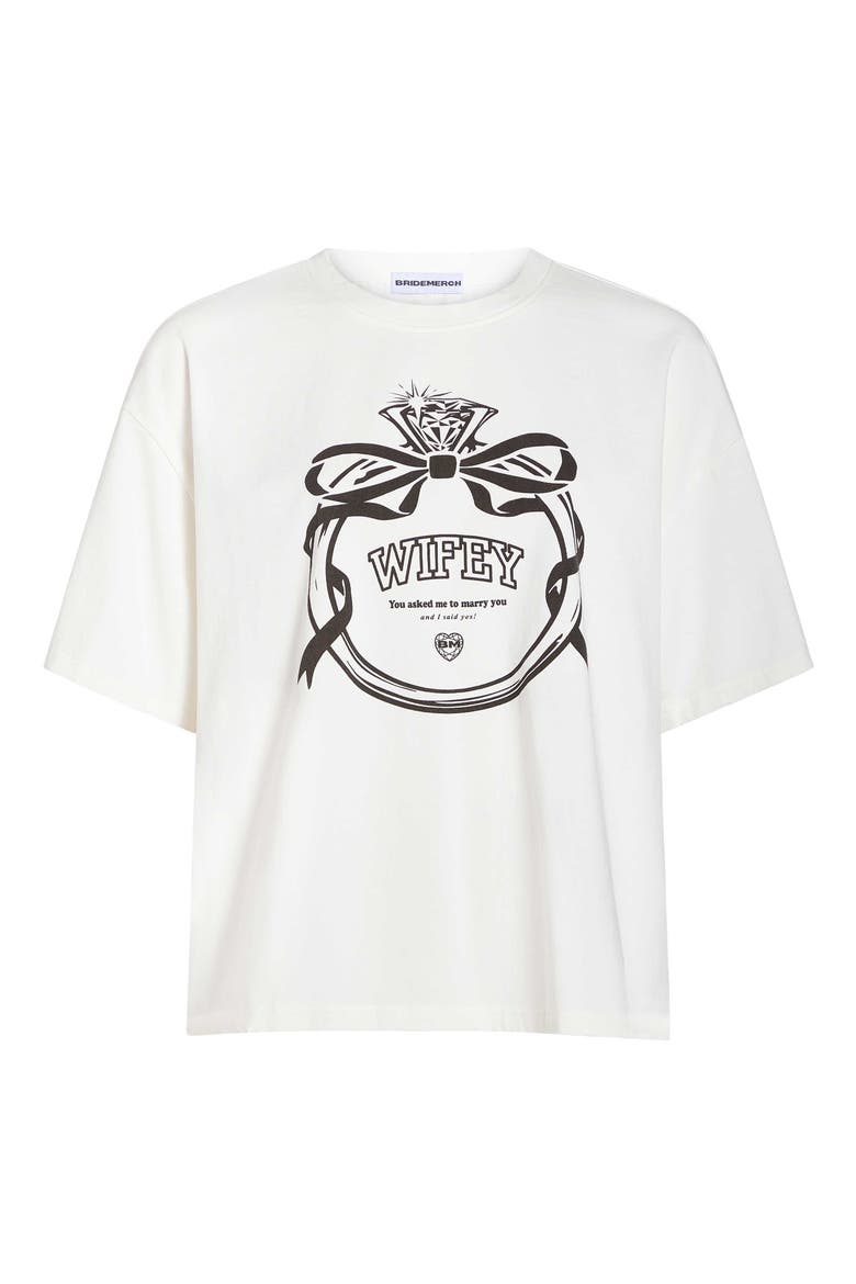 Wifey Ring Oversized Crop Tee, Main, color, White