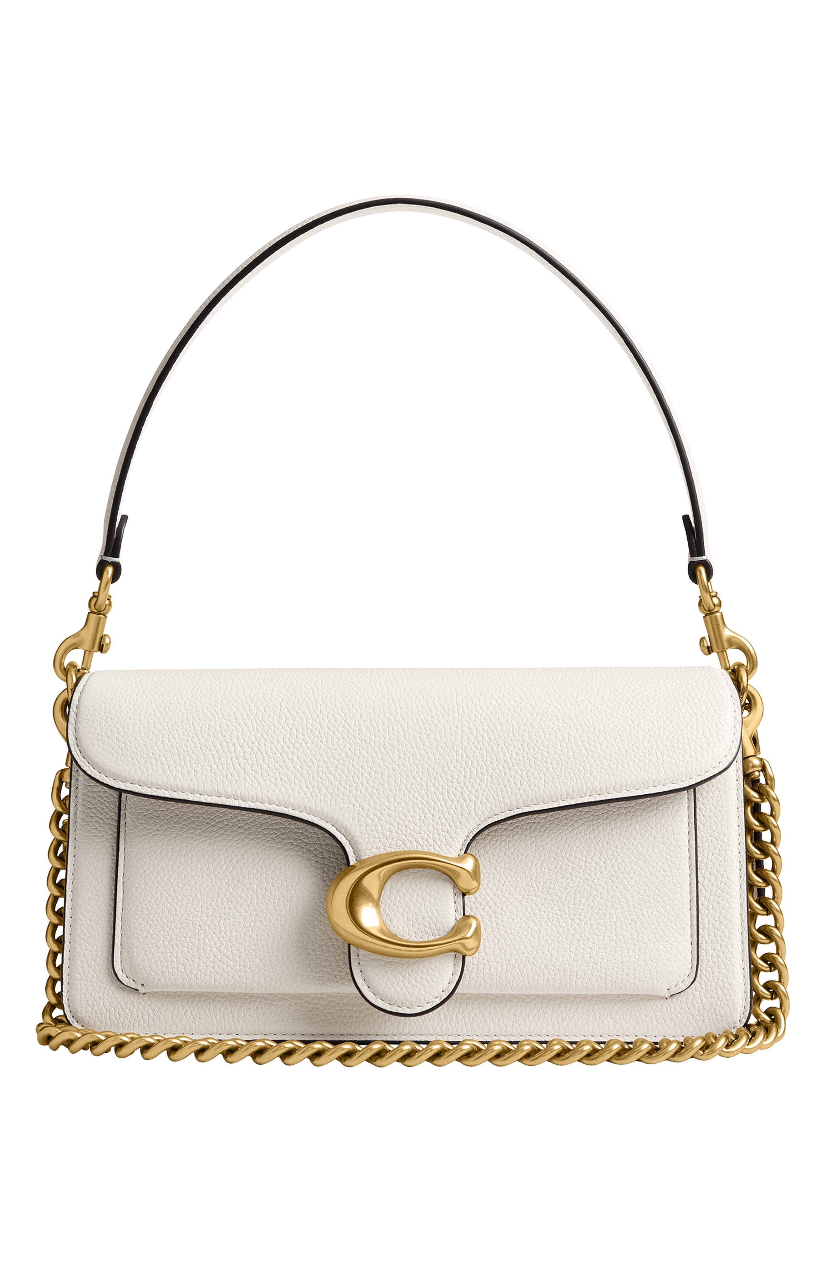 COACH Short Chunky Curb Chain Strap, Alternate, color, Brass