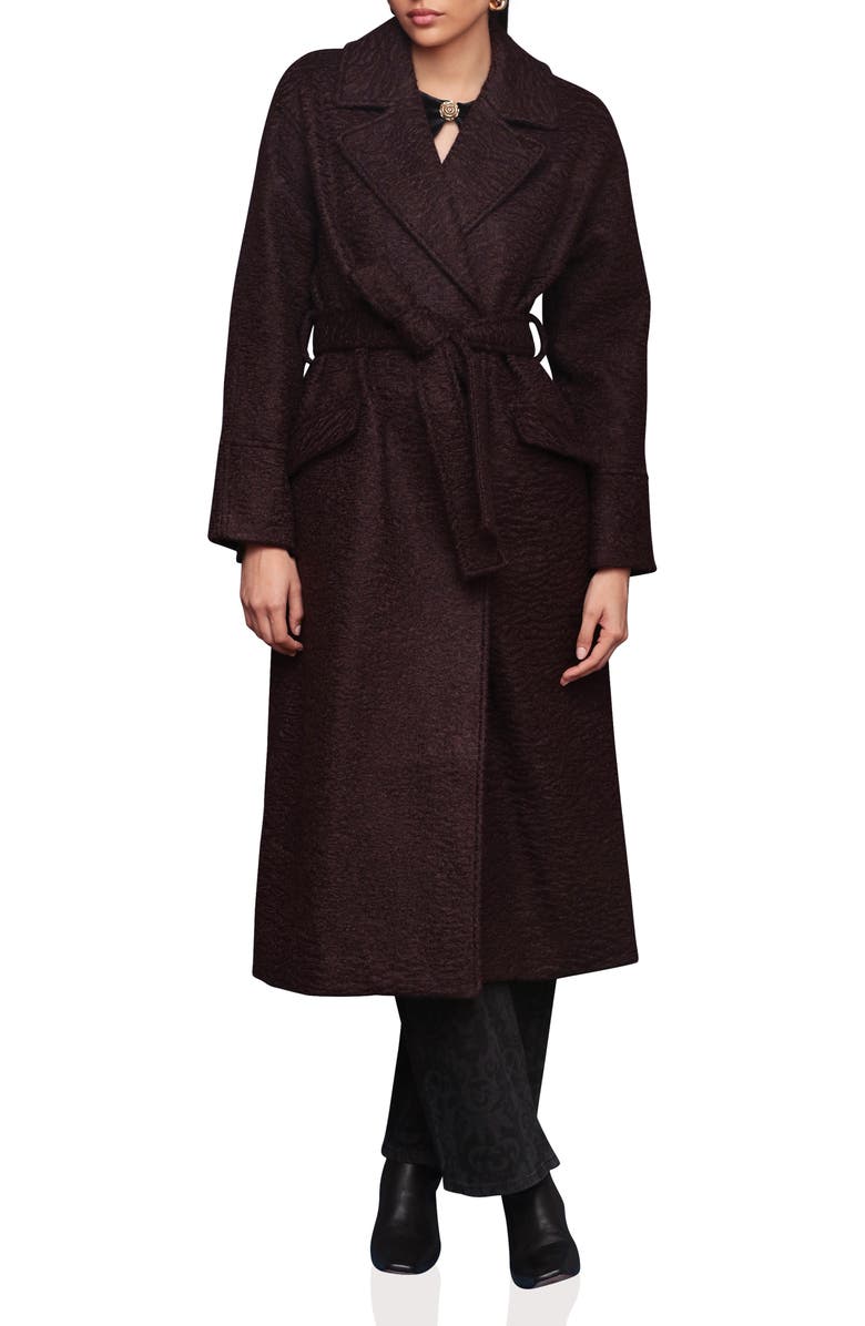 Avec Les Filles Belted Trench Coat, Alternate, color, Merlot