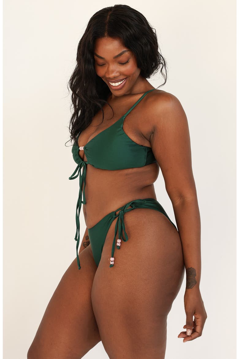 Blushing Cheeky Bikini Bottom, Alternate, color, Hunter