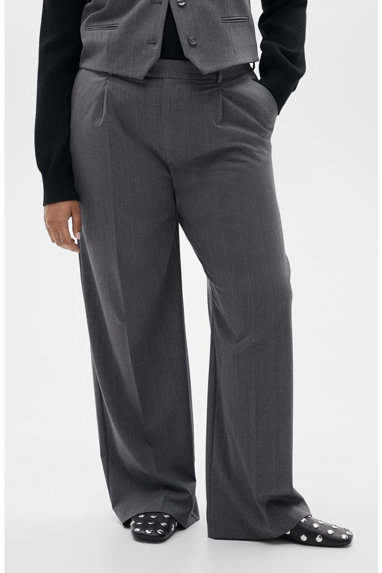 Pinstripe Pleat Front Pants, Alternate, color, GREY