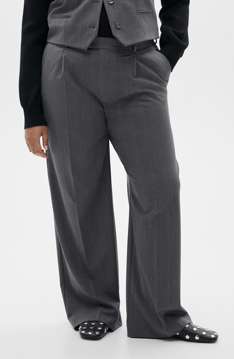 MANGO Pinstripe Pleat Front Pants, Alternate, color,