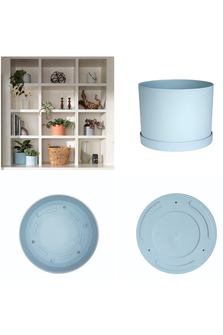 Mathers Planter with Saucer Tray  8 Inch Misty Blue, Alternate, color, Blue