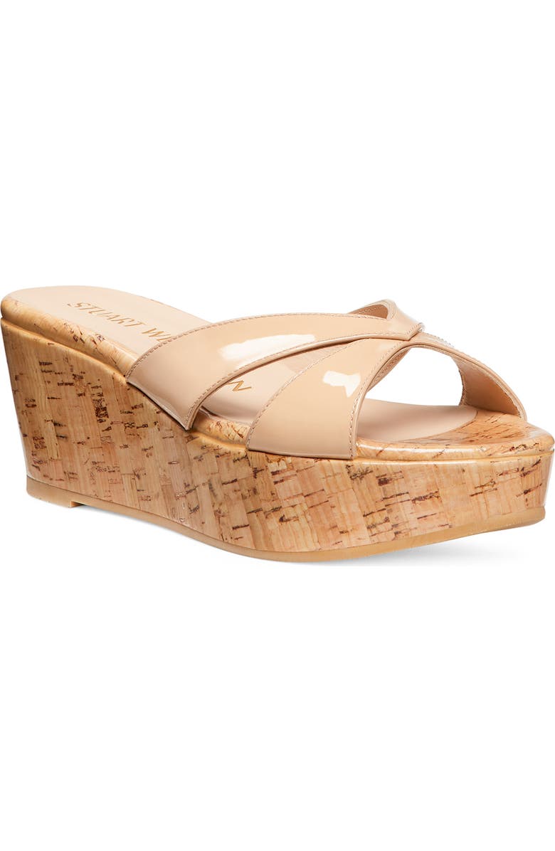 Stuart Weitzman Carmen Wedge Sandal, Main, color, Adobe