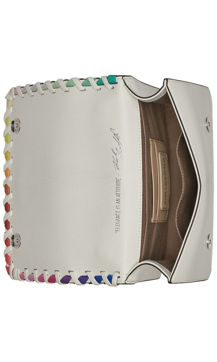 KARL LAGERFELD PARIS Simone Front Flap Crossbody, Alternate, color, Winter White Multi