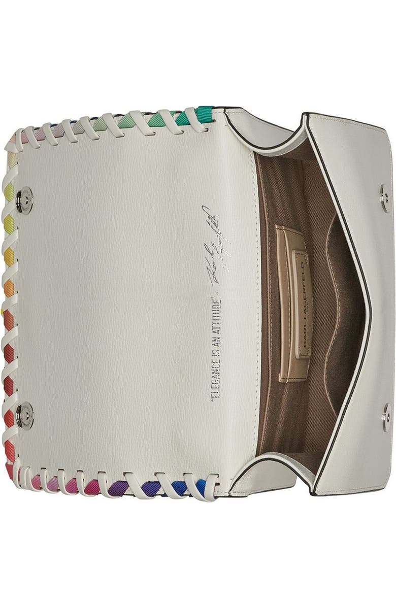 KARL LAGERFELD PARIS Simone Front Flap Crossbody, Alternate, color, Winter White Multi