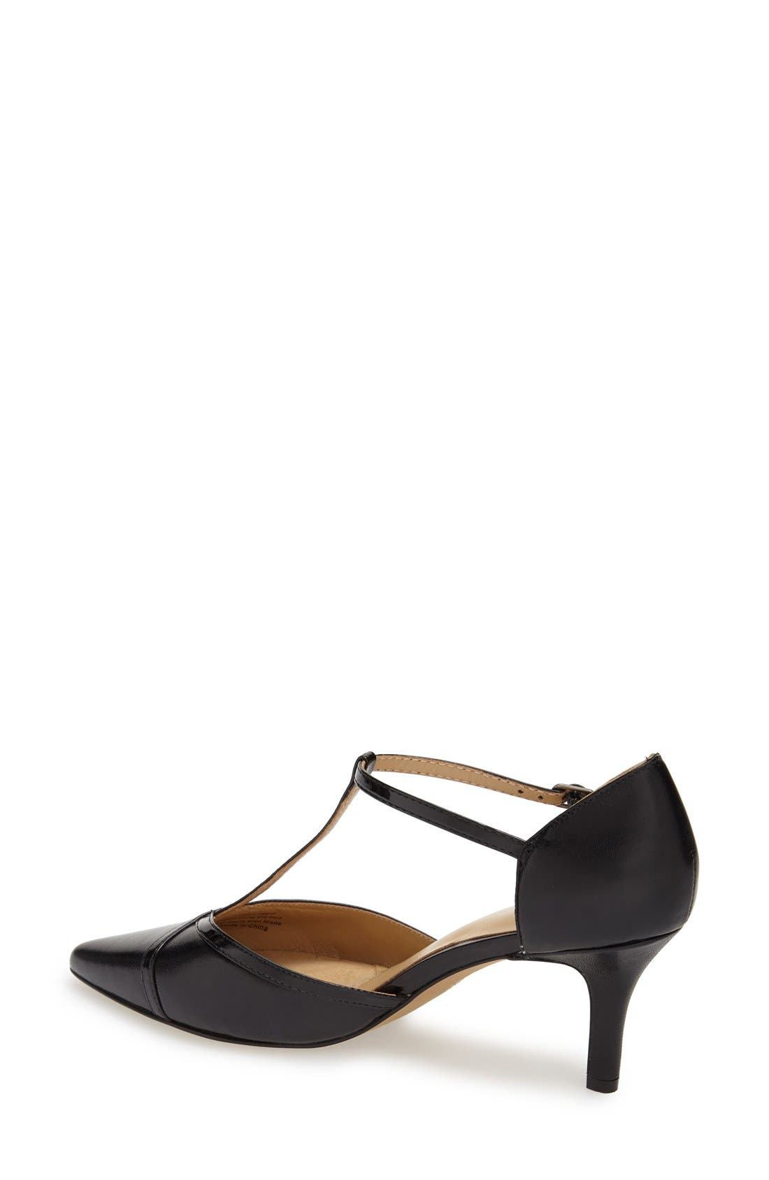 'Amelia' T-Strap Pump, Alternate, color, BLACK/ PATENT