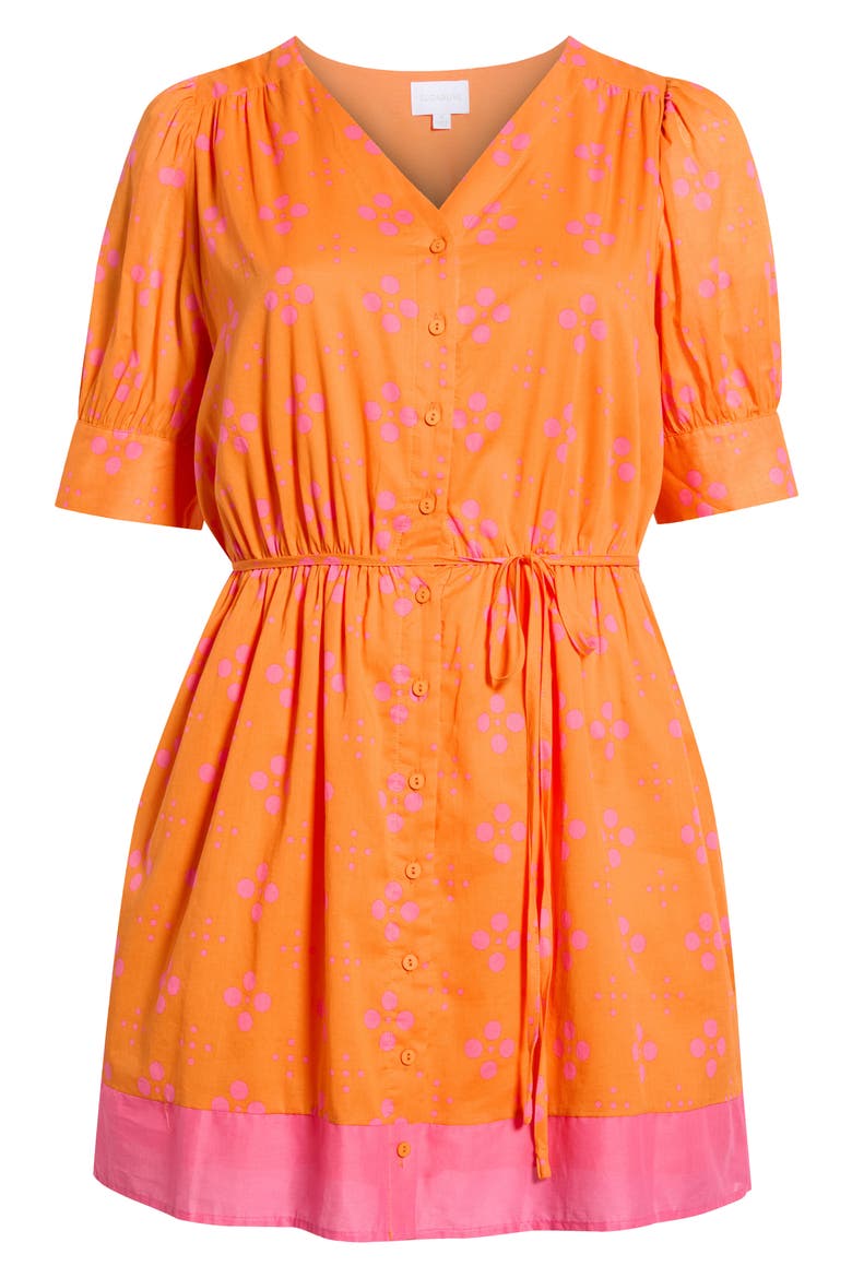 Donna Print Tie Waist Minidress, Alternate, color, ORANGE-PINK
