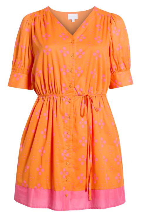 Donna Print Tie Waist Minidress (Plus)