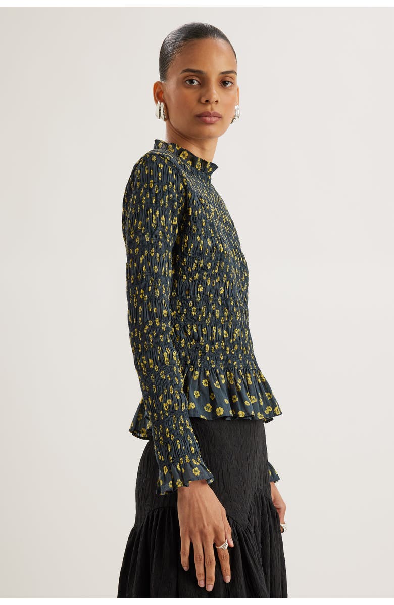 Merlette Norra Print Top, Alternate, color, Lemon Navy Floral Print