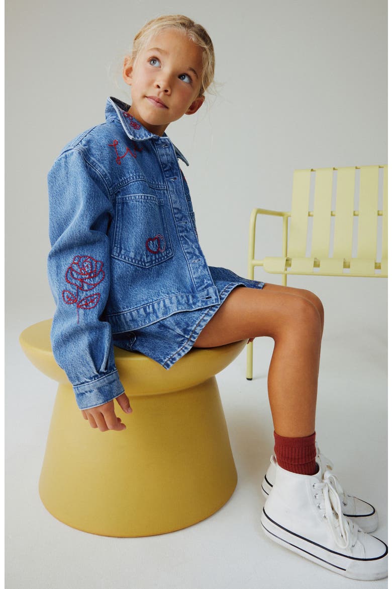 Kids' Embroidered Denim Jacket, Alternate, color, BLUE