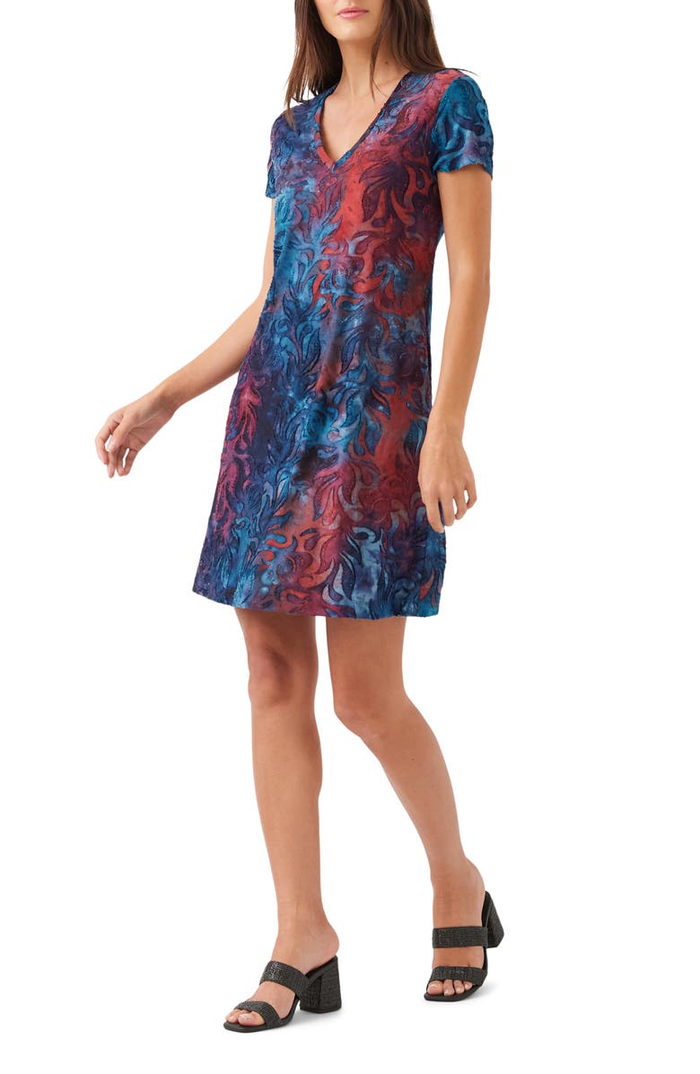 Karen Kane Tie Dye Burnout A-Line Dress, Alternate, color, 