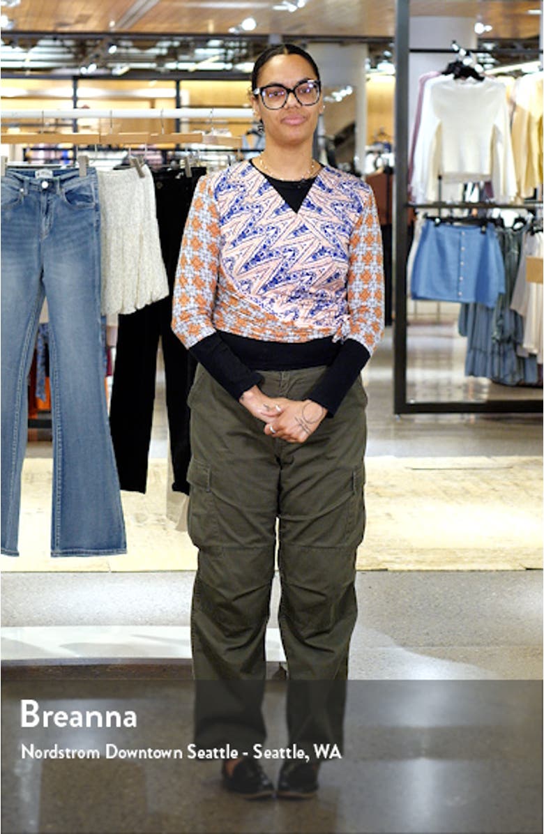 Print Tie Waist Faux Wrap Top, sales video thumbnail