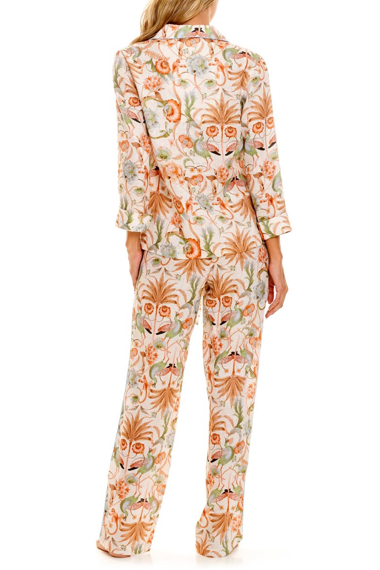 Emma Peach Jungle Linen Pajamas, Alternate, color, PINK