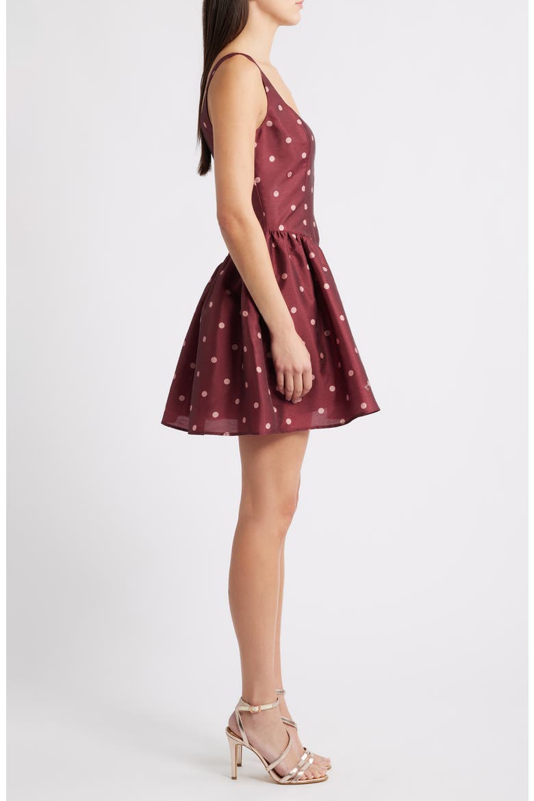 Soleil Cocktail Dress, Alternate, color, POMEGRANATE SPACED POLKA DOT
