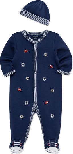 Sports Cotton Footie & Hat Set