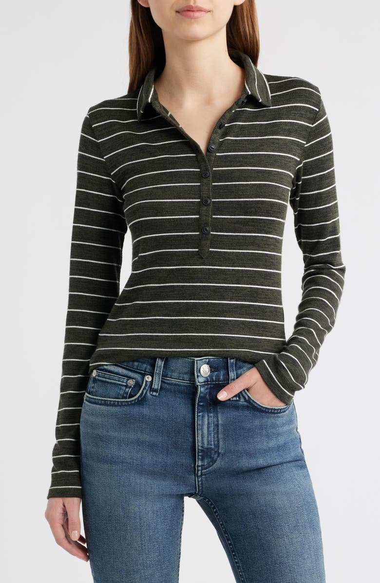rag & bone The Knit Stripe Long Sleeve Polo, Main, color,