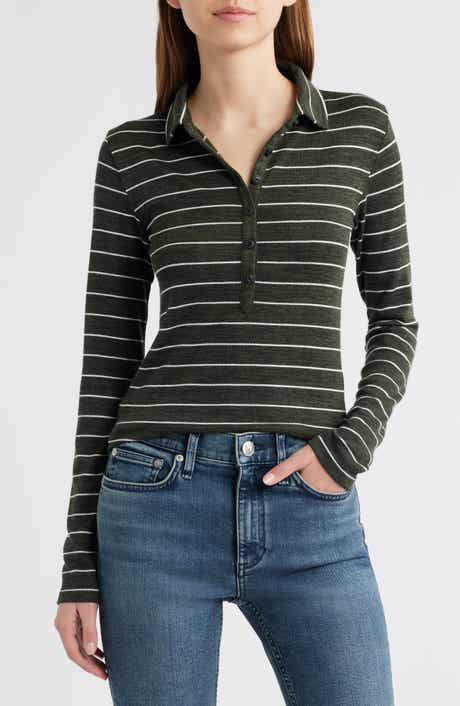 rag & bone The Knit Stripe Long Sleeve Polo