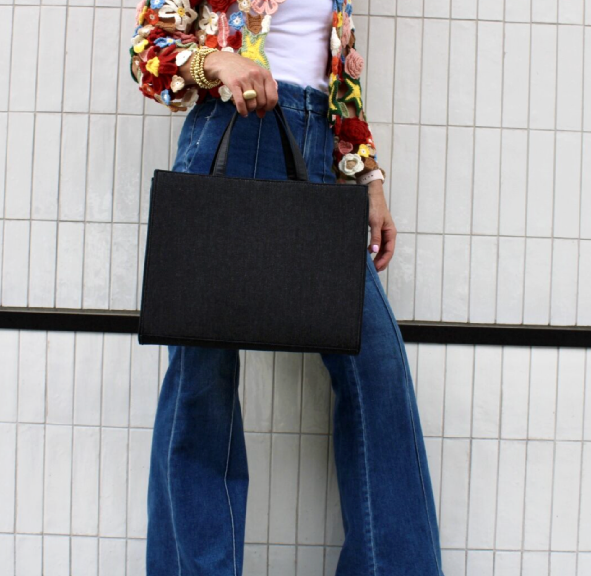 The Bernard Denim Tote, Alternate, color, Black