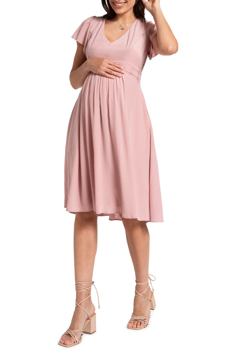 Flutter Sleeve Maternity/Nursing Dress, Main, color, BLUSH