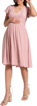Seraphine Flutter Sleeve Maternity/Nursing Dress