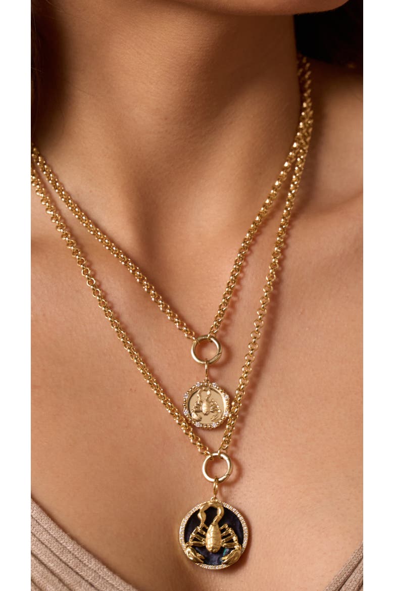 14K Gold Scorpio Diamond Bead Zodiac Medallion, Alternate, color, Yellow Gold