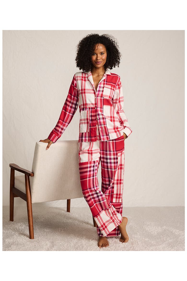 Print Flannel Pajama Pants, Alternate, color, Compass Red Patchwork Plaid