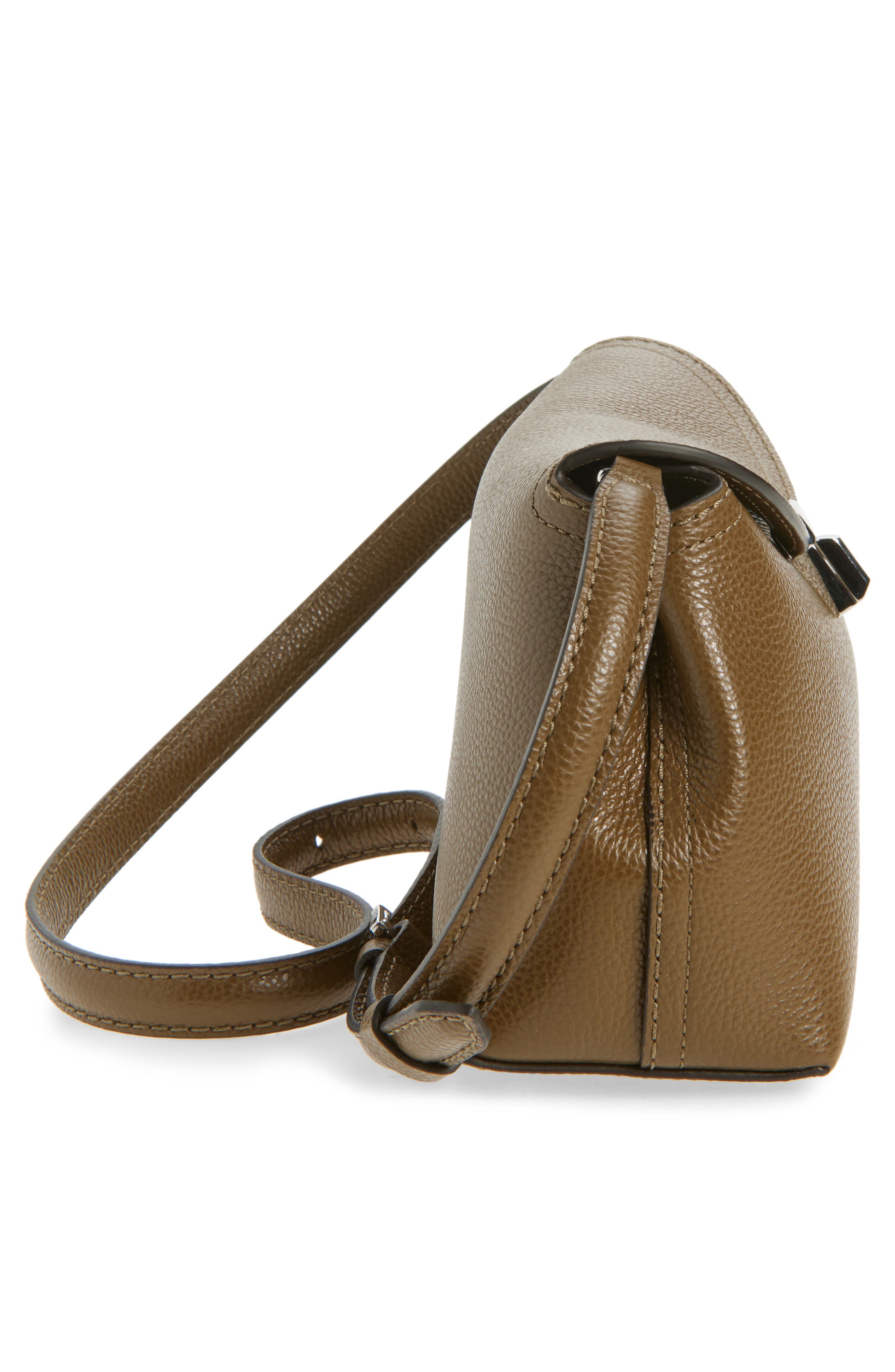 TOTEME Palmellata T-Lock Leather Clutch Crossbody, Alternate, color, Dark Taupe