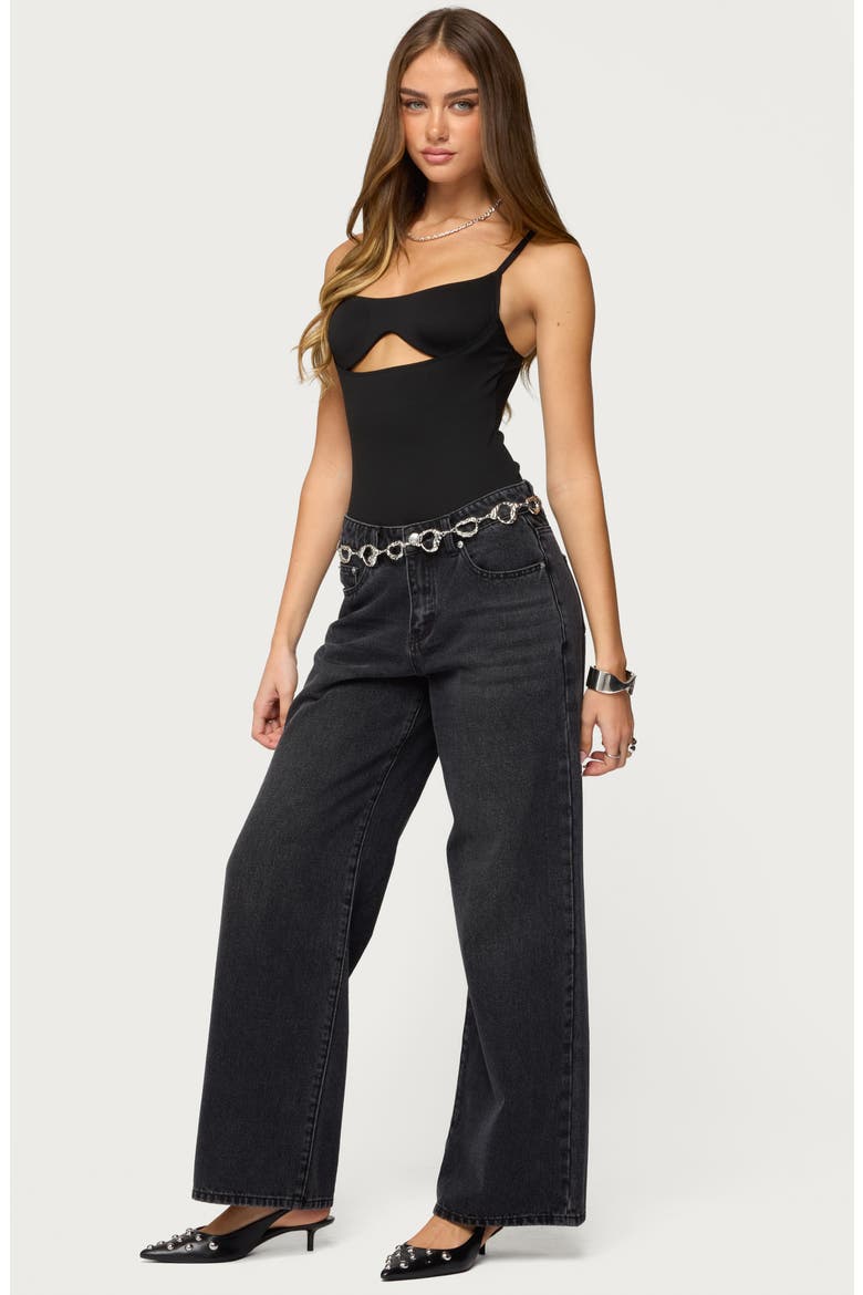 Shulah Cutout Bodysuit, Alternate, color, BLACK