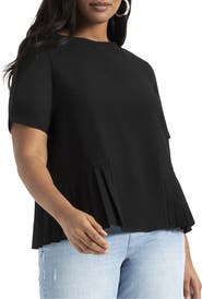 ELOQUII Pleated Hem Top