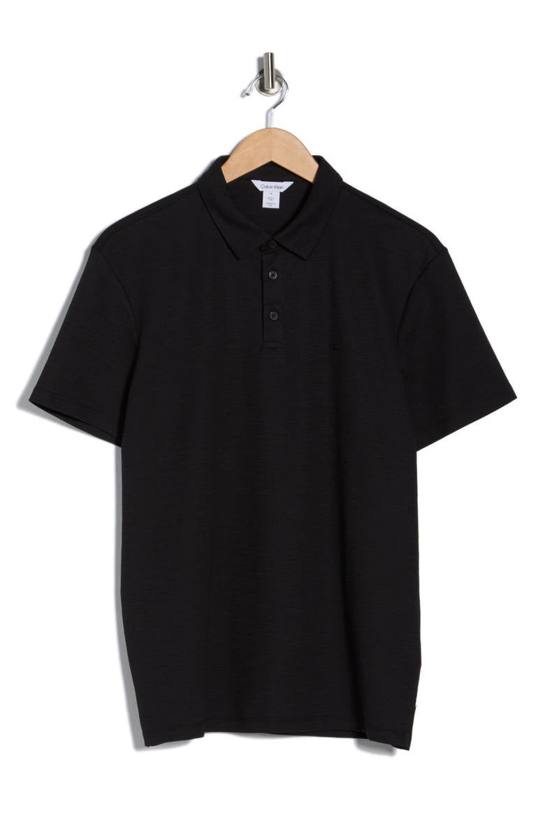 Classic Fit Embroidered Slub Knit Polo, Alternate, color, BLACK