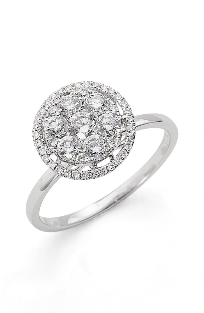 Bony Levy 'Mika' Round Halo Diamond Ring, Main, color, White Gold