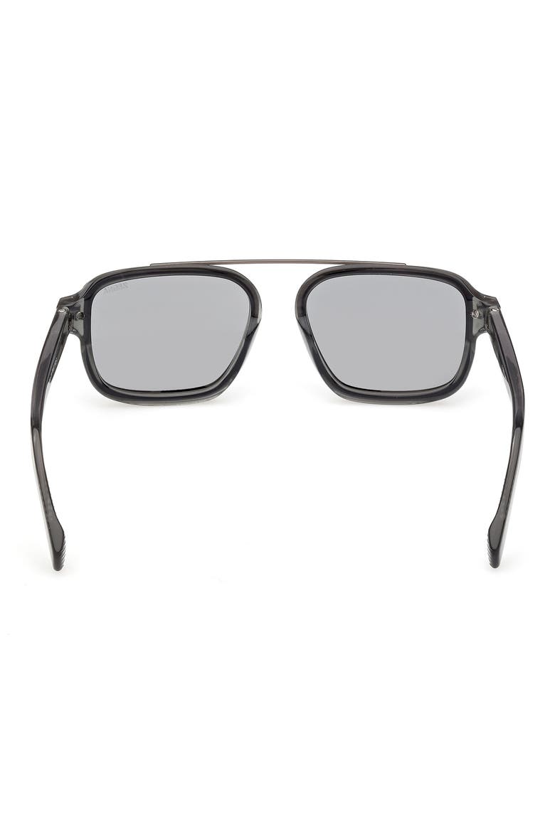 55mm Geometric Sunglasses, Alternate, color, TRANSPARENT GREY / RUTHENIUM